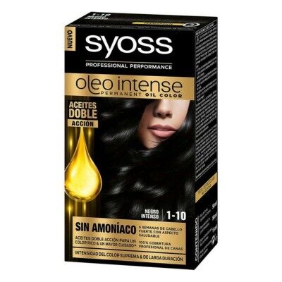 Permanent Dye   Syoss Olio Intense Ammonia-free Nº 1,10 Black Intense
