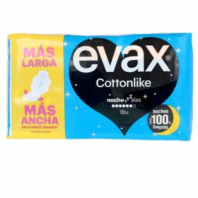 Night Sanitary Pads with Wings Evax Cottonlike (18 uds)