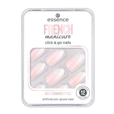Uñas Postizas Essence Click & Go Nails 02-babyboomer style Manicura francesa 12 Unidades