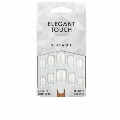 Unghie Finte Elegant Touch Polished Colour Arrotondato Quite White 24 Pezzi (48 uds)