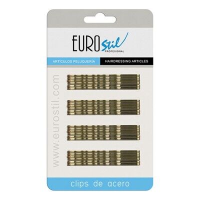 Pinces à cheveux Eurostil TP-8423029012472_2522_Vendor 70 mm Bronze Onduleur (24 pcs)