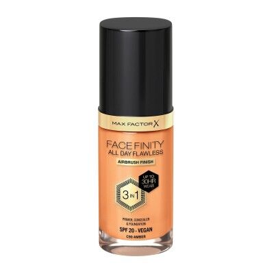 Base de maquillage liquide Max Factor Facefinity All Day Flawless 3-en-1 Nº 90 Amber 30 ml